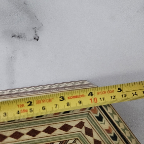 Wooden Mosaic Hexagonal Marquetry Jewelry Box From Spain- NWOT - Picture 10 of 11